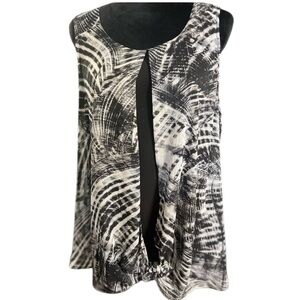 🖤🖤 EUC-ROZ & ALI BLACK AND WHITE SLEEVELESS BLOUSE SZ XL🖤🖤